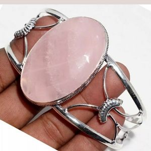 New Rose Quartz Silver Adjustable Bracelet.